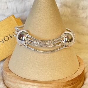 Vintage Monet Silver Tone Double Link Chain Bracelet Signed Adjustable